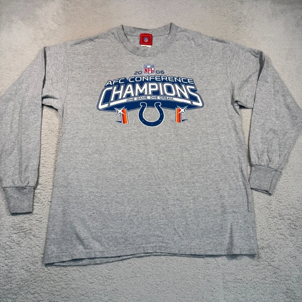 Vintage Y2K NFL Long Sleeve Shirt Mens L Gray Colts 2006 AFC Champions Tee
